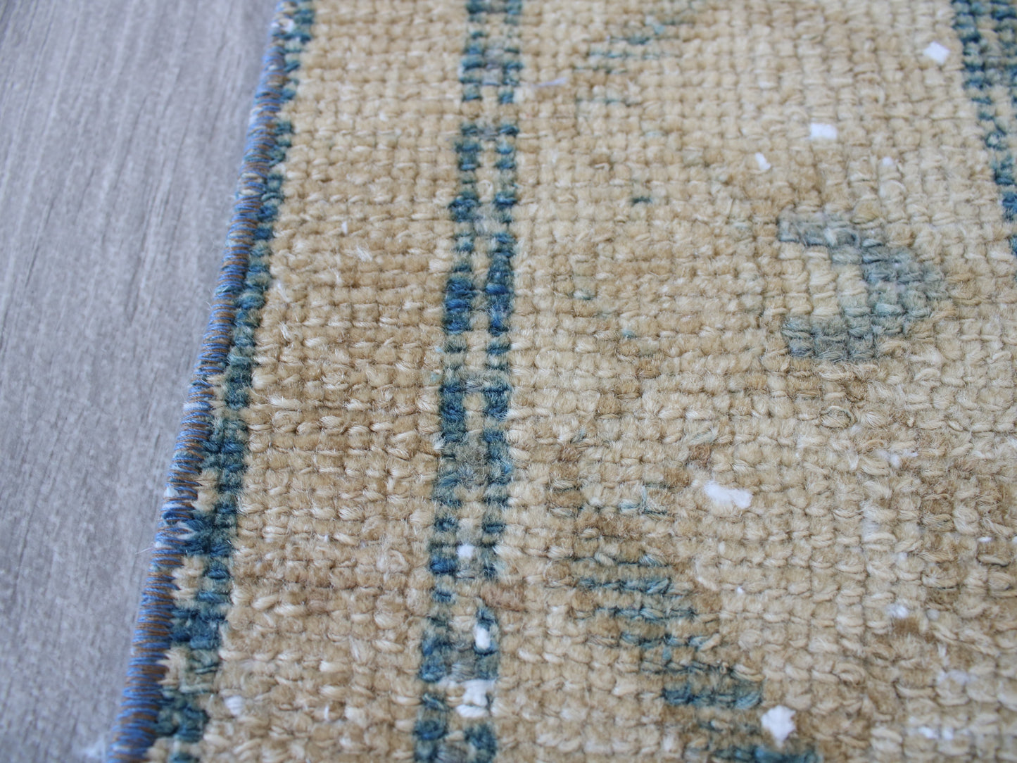 Vintage Oushak Rug - 4x7 ft Handmade Beige & Blue Oriental Area Rug