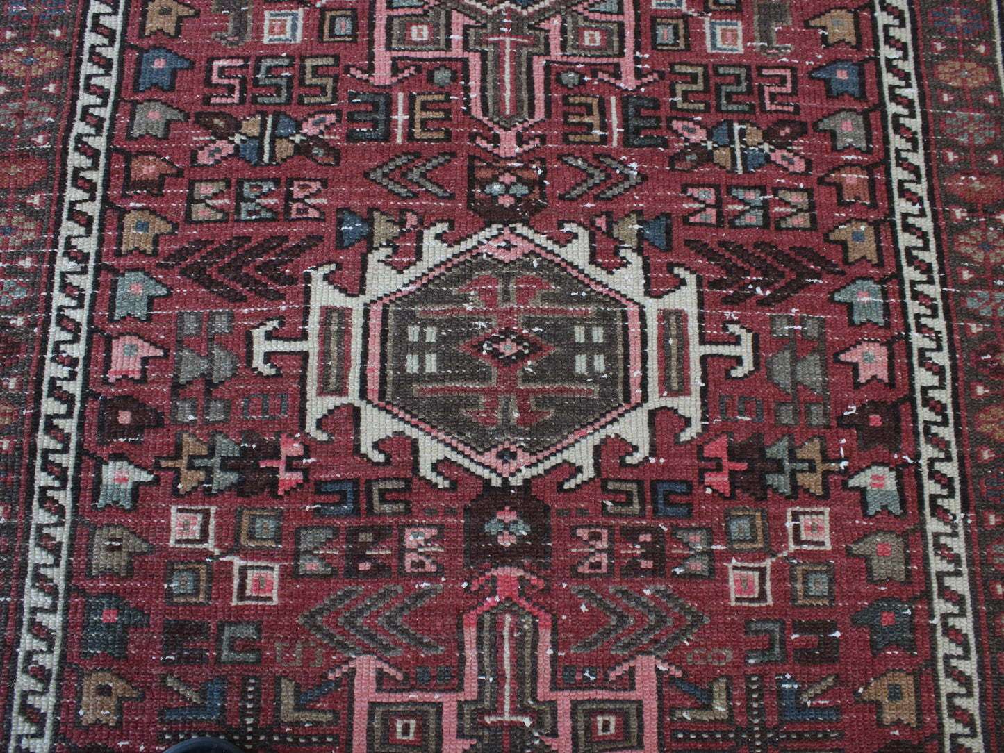 Vintage Persian Runner Rug - 3x10 ft Handmade Red & White Oriental Runner