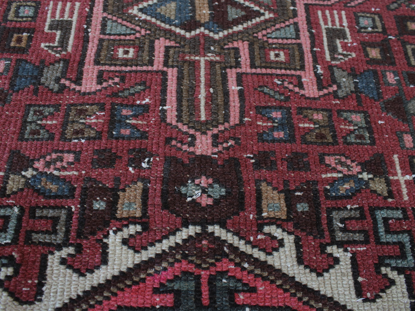 Vintage Persian Runner Rug - 3x10 ft Handmade Red & White Oriental Runner