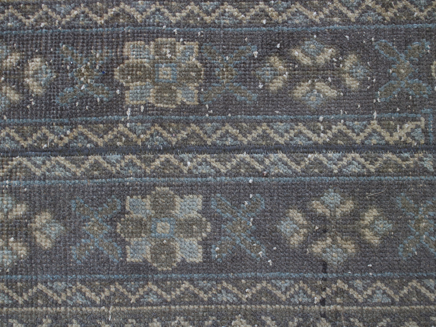 1x11 Gray Beige Patchwork Oriental Vintage Handmade Runner Rug | Turkish Wool Hallway Runner