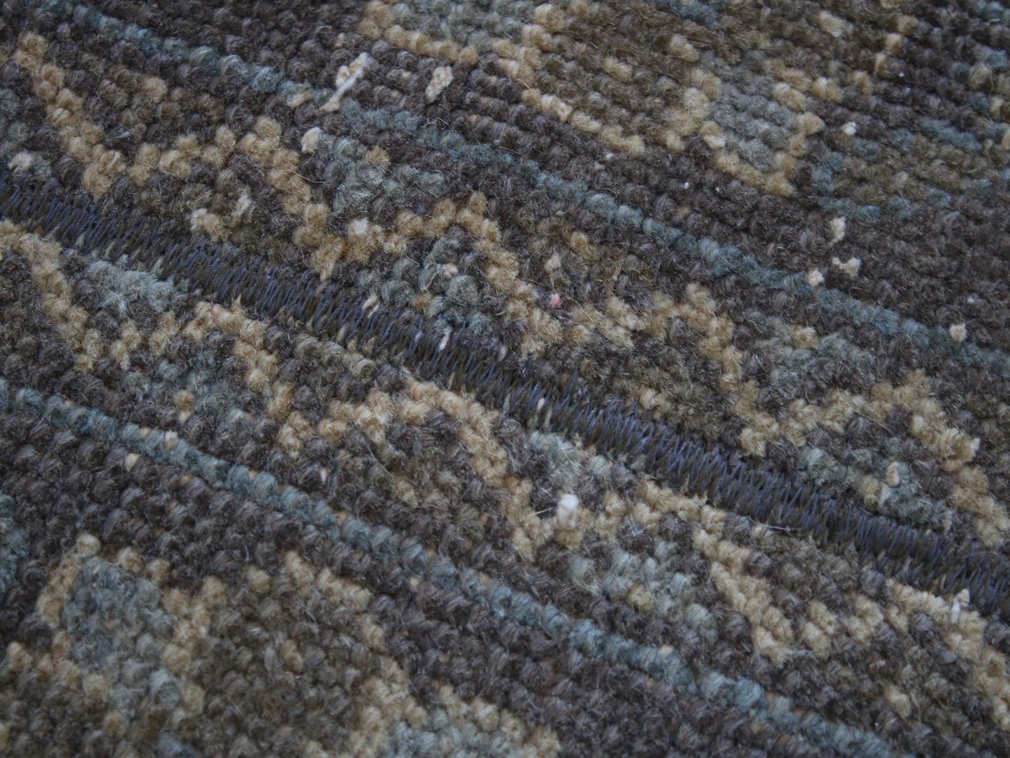1x11 Gray Beige Patchwork Oriental Vintage Handmade Runner Rug | Turkish Wool Hallway Runner