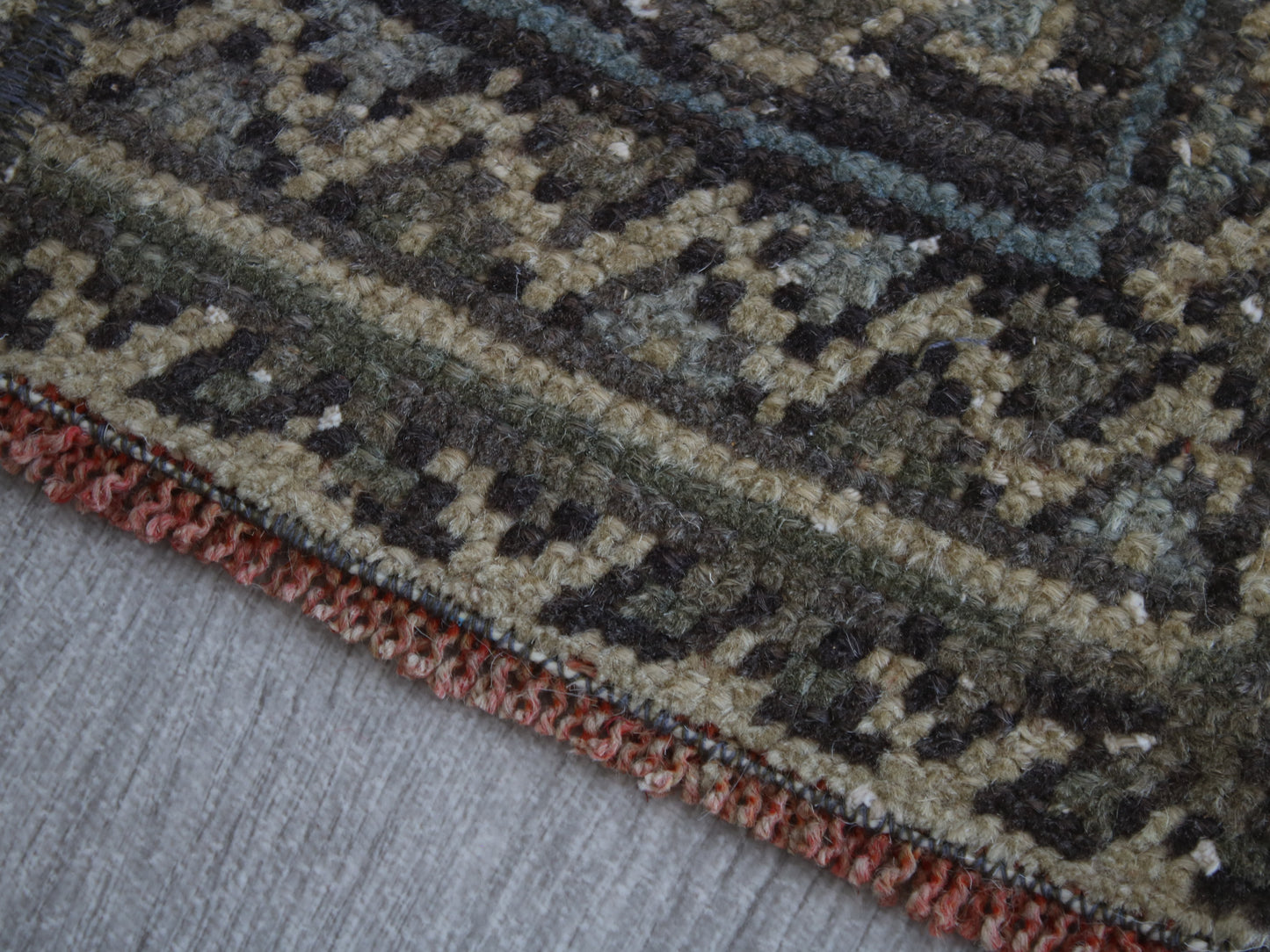 1x11 Gray Beige Patchwork Oriental Vintage Handmade Runner Rug | Turkish Wool Hallway Runner