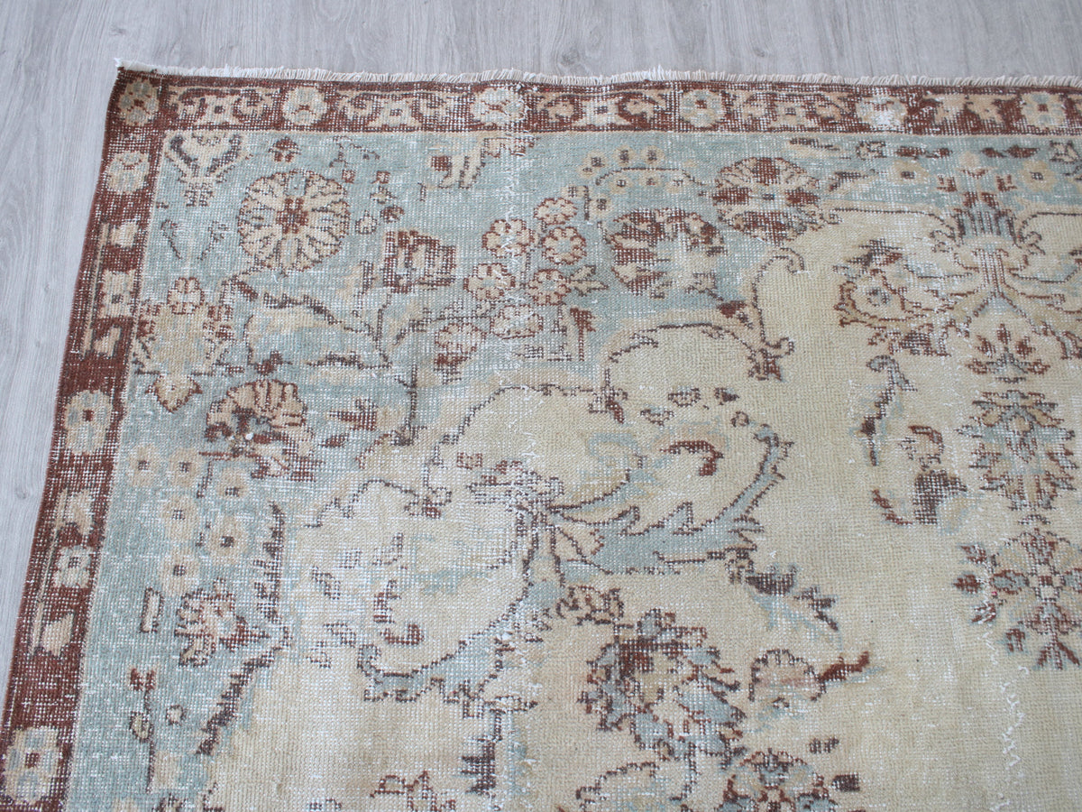 Vintage Turkish Oushak Rug – 6.7x10.5 ft | Handmade Wool Area Rug