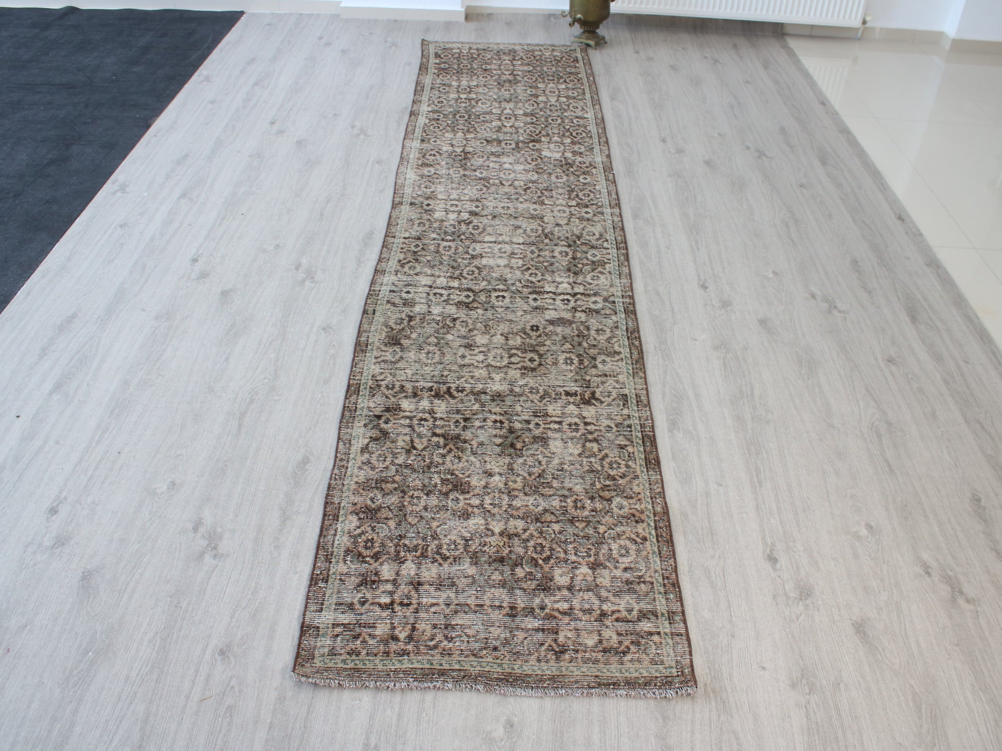 Brown Gray Persian Oriental Vintage Runner Rug