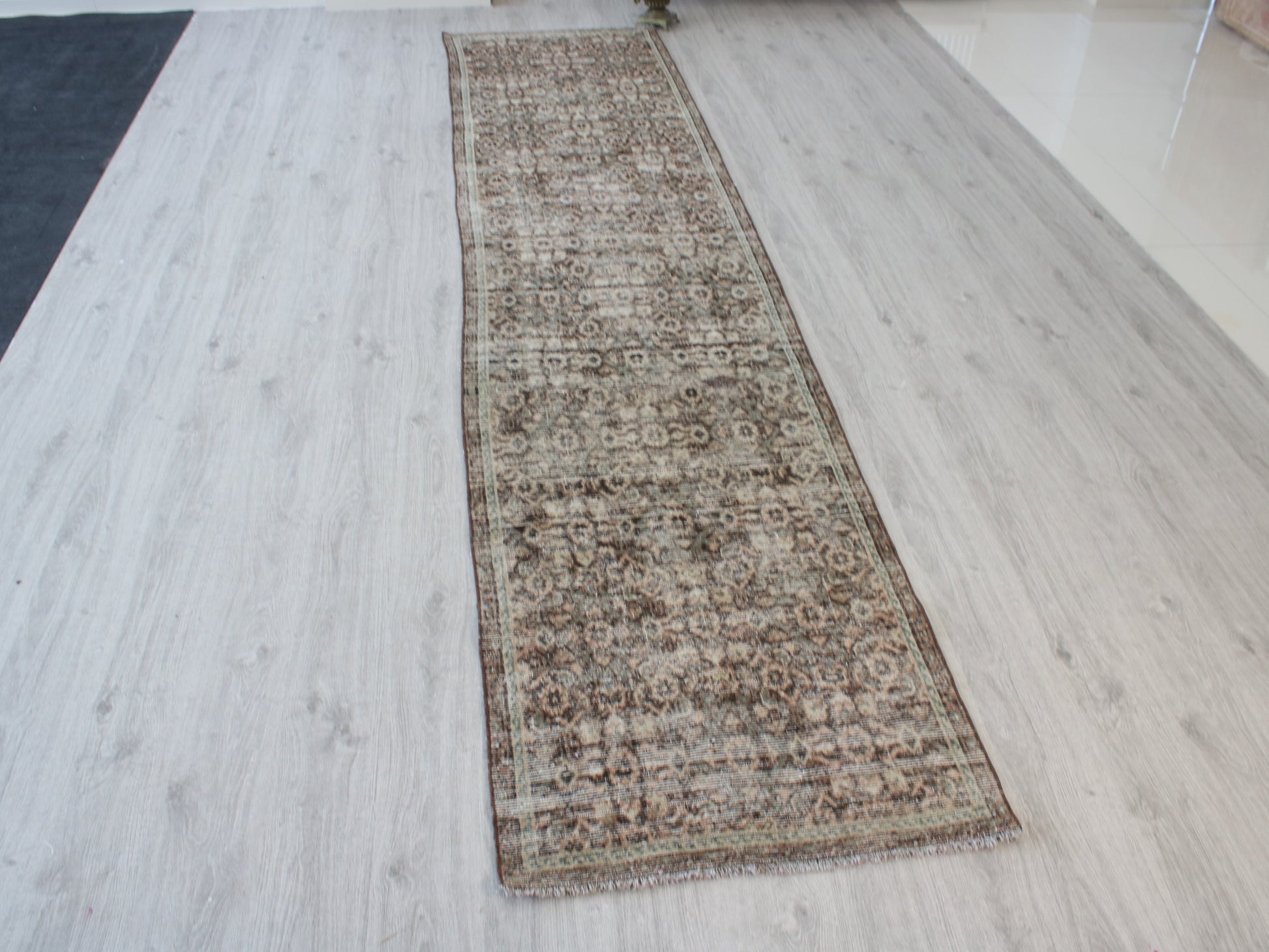 Handmade Brown Gray Wool Runner Rug