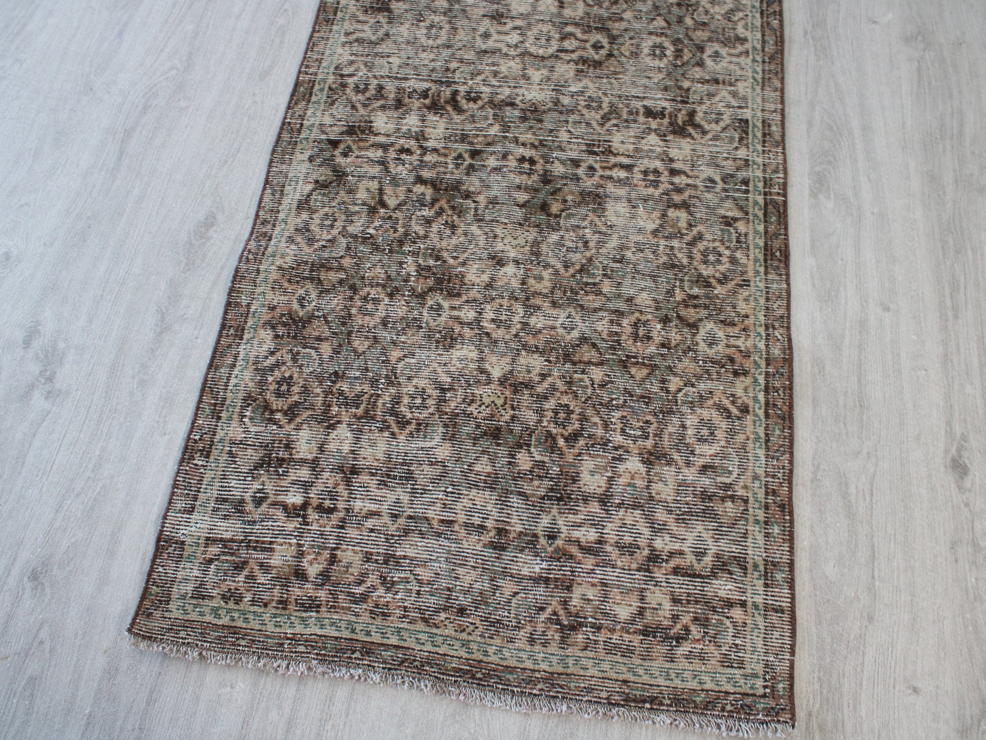 Brown Gray Vintage Area Runner Rug