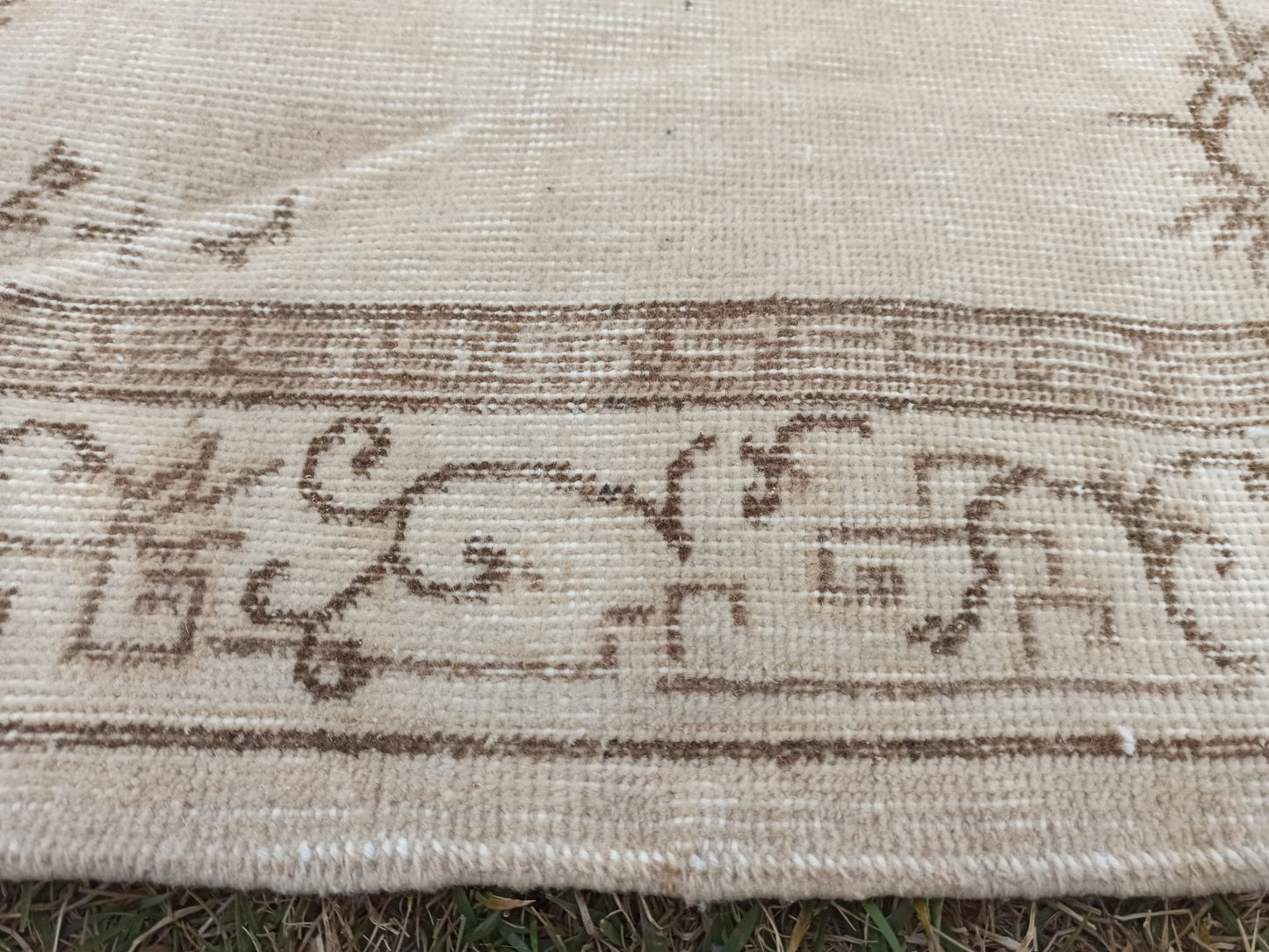 Hand Knotted Wool Affordable Oushak Rug, Pastel Turkish Vintage Rug (3.7 x 6.4 ft)