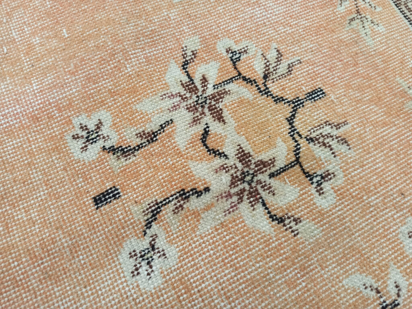 4x7 Vintage Affordable Oushak Rug, Handmade Wool Anatolian Rug