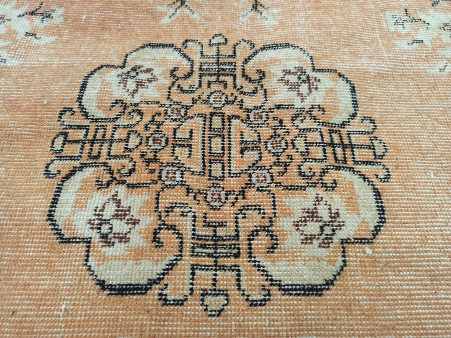 4x7 Vintage Affordable Oushak Rug, Handmade Wool Anatolian Rug