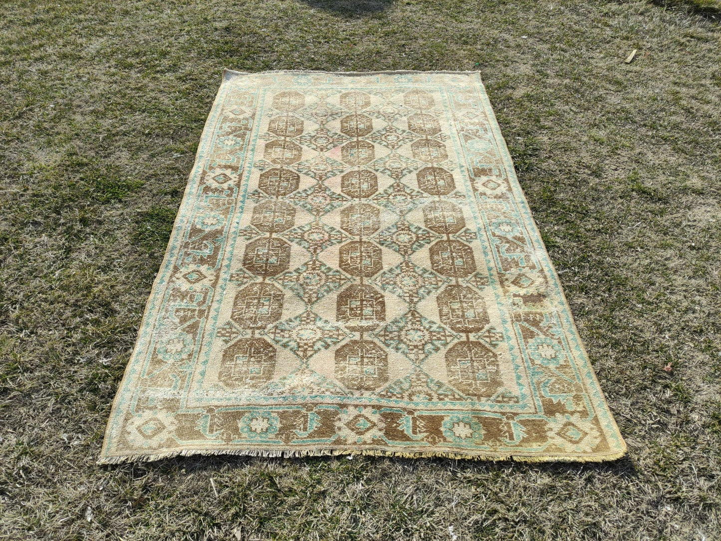 4x7 Natural Rug, Turkısh Area Rug, Boho Rug, Muted Area Rug, 4x7 Oushak Rug, 4x7 Handmade rug, 4x7 Vintage Area Rug, Oriental rug, Entry Rug