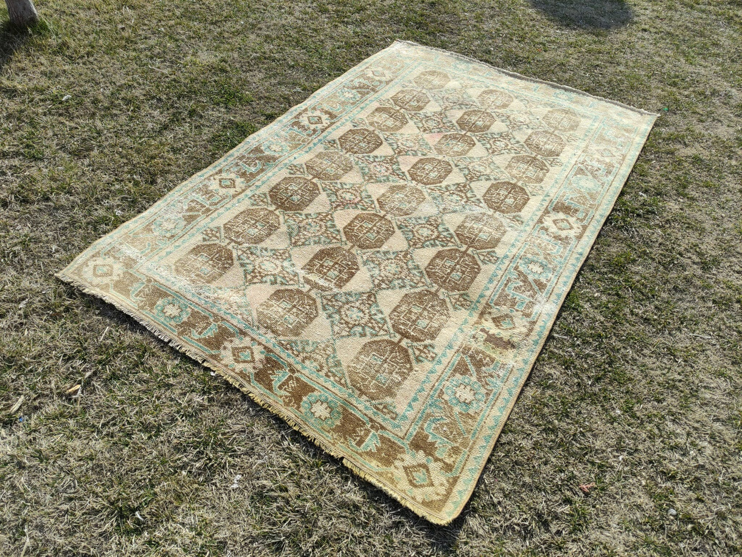 4x7 Natural Rug, Turkısh Area Rug, Boho Rug, Muted Area Rug, 4x7 Oushak Rug, 4x7 Handmade rug, 4x7 Vintage Area Rug, Oriental rug, Entry Rug