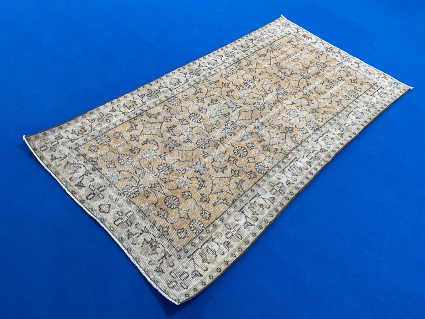 3x6 Yellow Accent Rug ,Handamde Rug, 3x6 Home Decor Rug, Turkish Accent Rug, 3x6 Oushak Accent Rug, Knotted Rug, 3x6 Bohemian Decor, 3x6 Rug