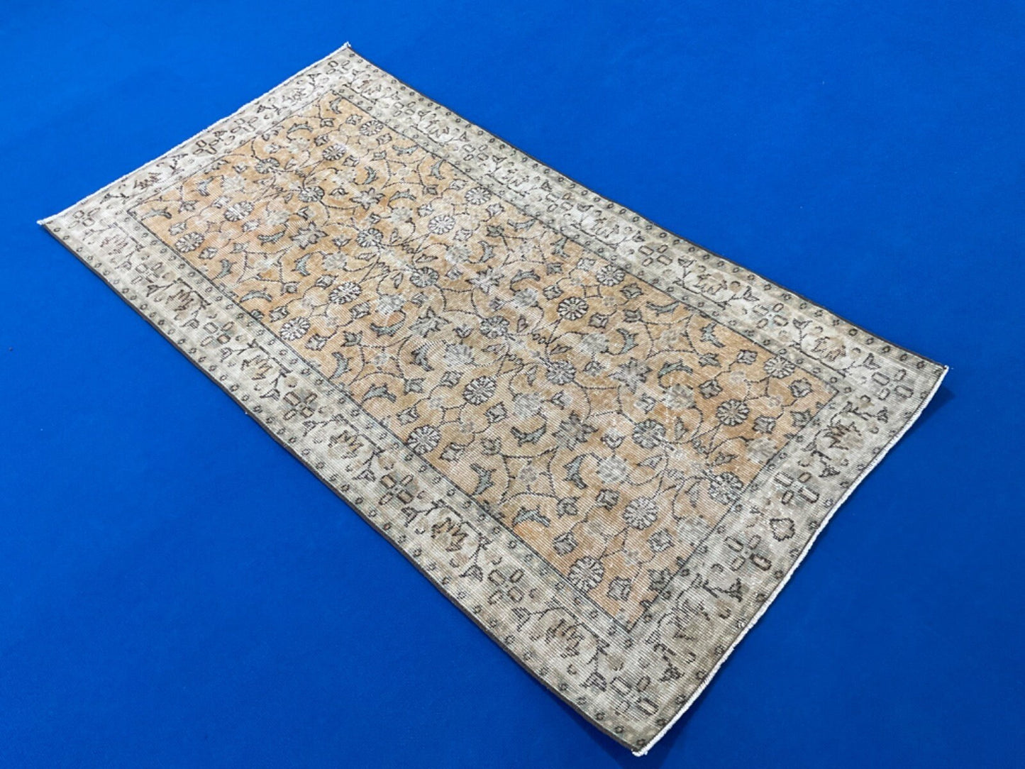 3x6 Yellow Accent Rug ,Handamde Rug, 3x6 Home Decor Rug, Turkish Accent Rug, 3x6 Oushak Accent Rug, Knotted Rug, 3x6 Bohemian Decor, 3x6 Rug