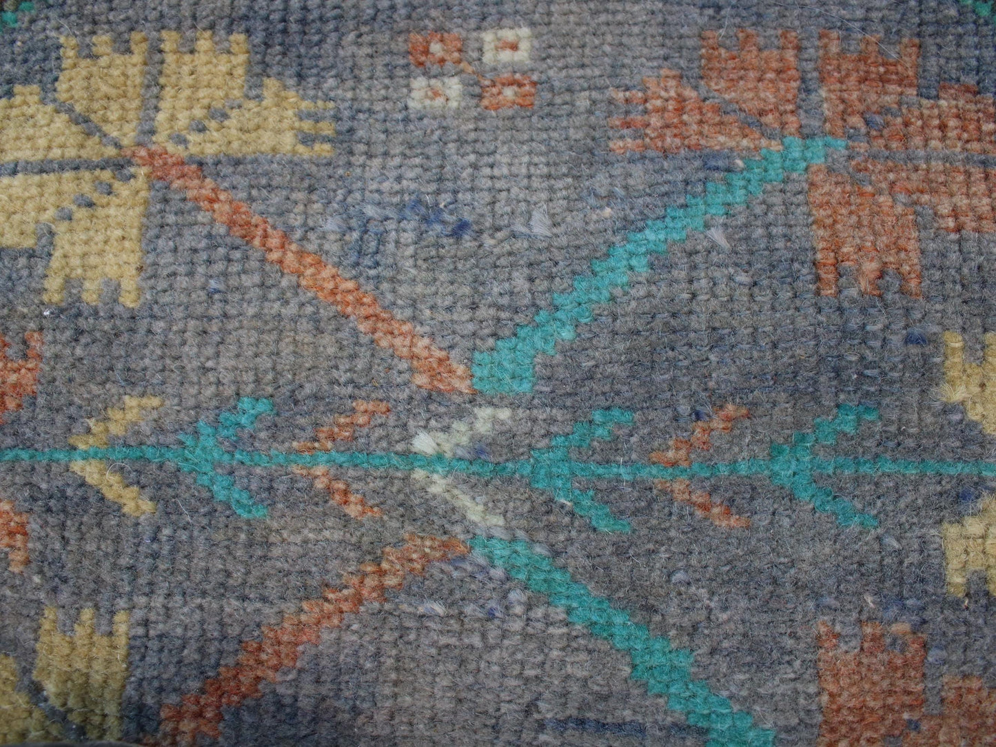 1x3 Gray Purple Turkish Doormat Rug, Vintage Anatolian Small Rug(1.4x3.4)Ft