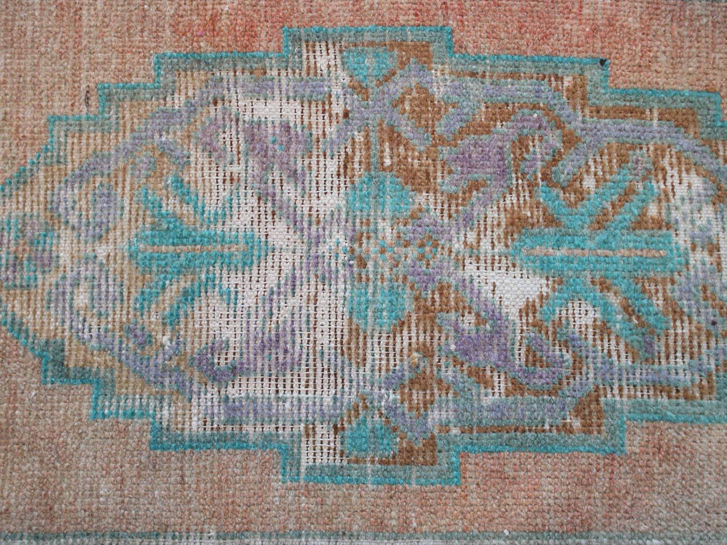 Turkish Old Doormat Rug, Oushak Vintage Mat(1x3Ft)