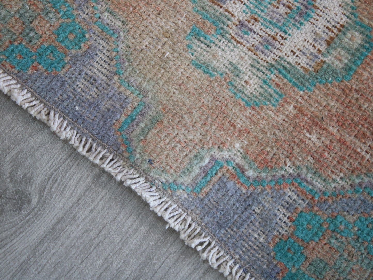 Turkish Old Doormat Rug, Oushak Vintage Mat(1x3Ft)