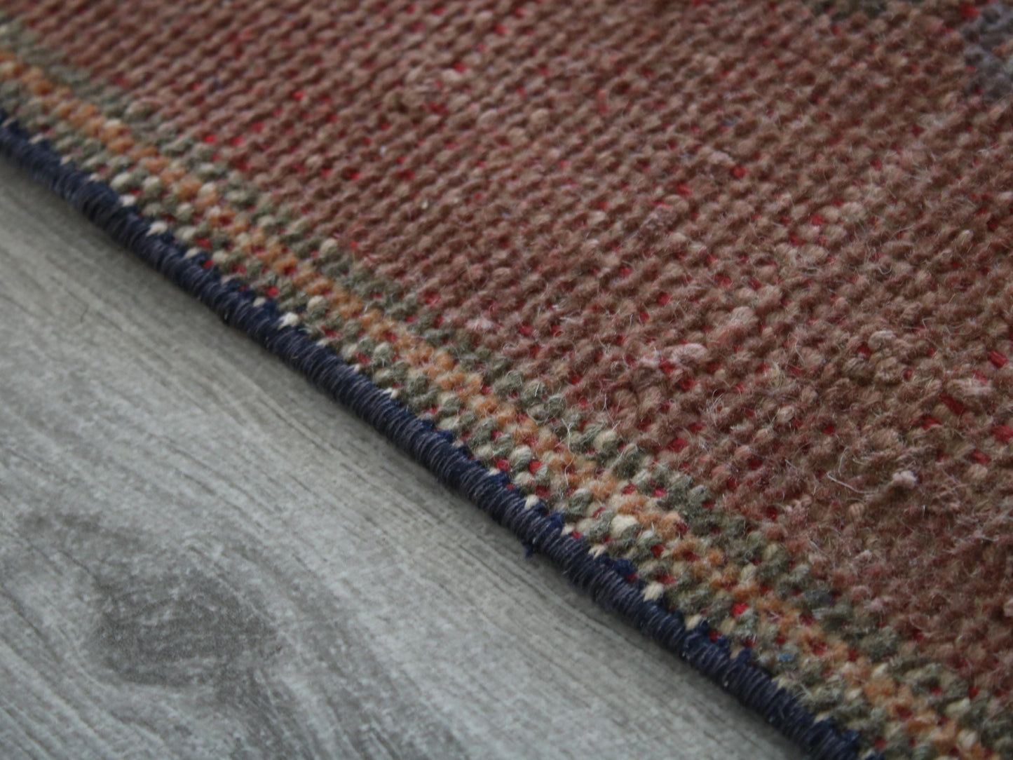 3x12 Brown Blue Turkish Runner Rug, Handmade Oriental Vintage Rug(2.9x11.5)Ft
