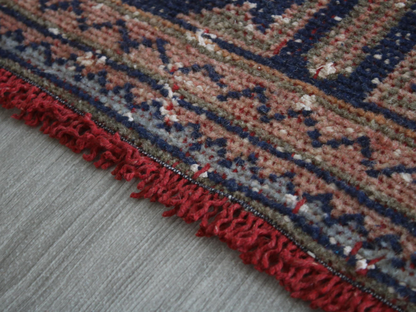 3x12 Brown Blue Turkish Runner Rug, Handmade Oriental Vintage Rug(2.9x11.5)Ft