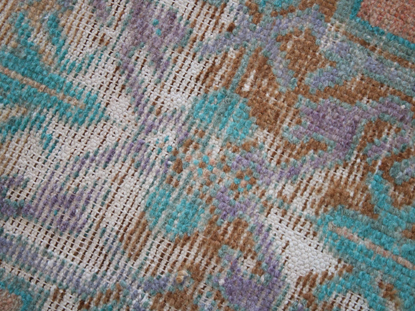 Turkish Old Doormat Rug, Oushak Vintage Mat(1x3Ft)