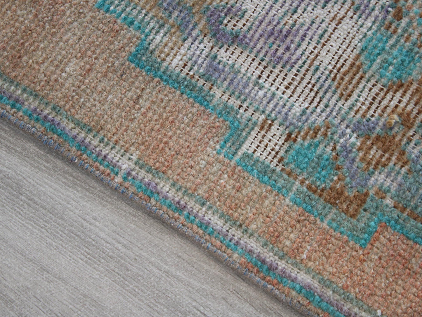 Turkish Old Doormat Rug, Oushak Vintage Mat(1x3Ft)