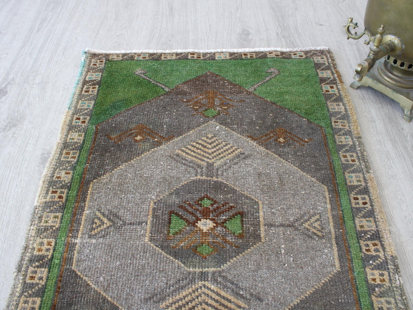 Oushak Doormat Rug, Handmade Wool Rug, Small Turkish Rug, 2x3 Ft, Entry Mat, Vintage Kitchen Rug, Welcome Rug