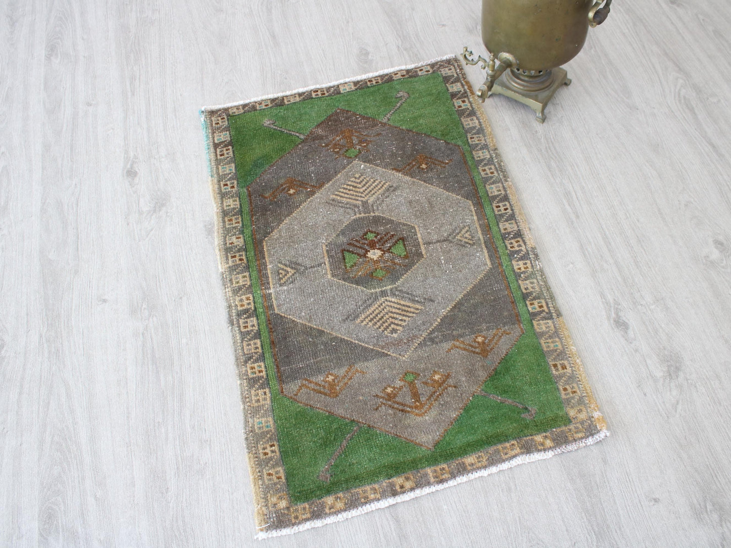 Oushak Doormat Rug, Handmade Wool Rug, Small Turkish Rug, 2x3 Ft, Entry Mat, Vintage Kitchen Rug, Welcome Rug