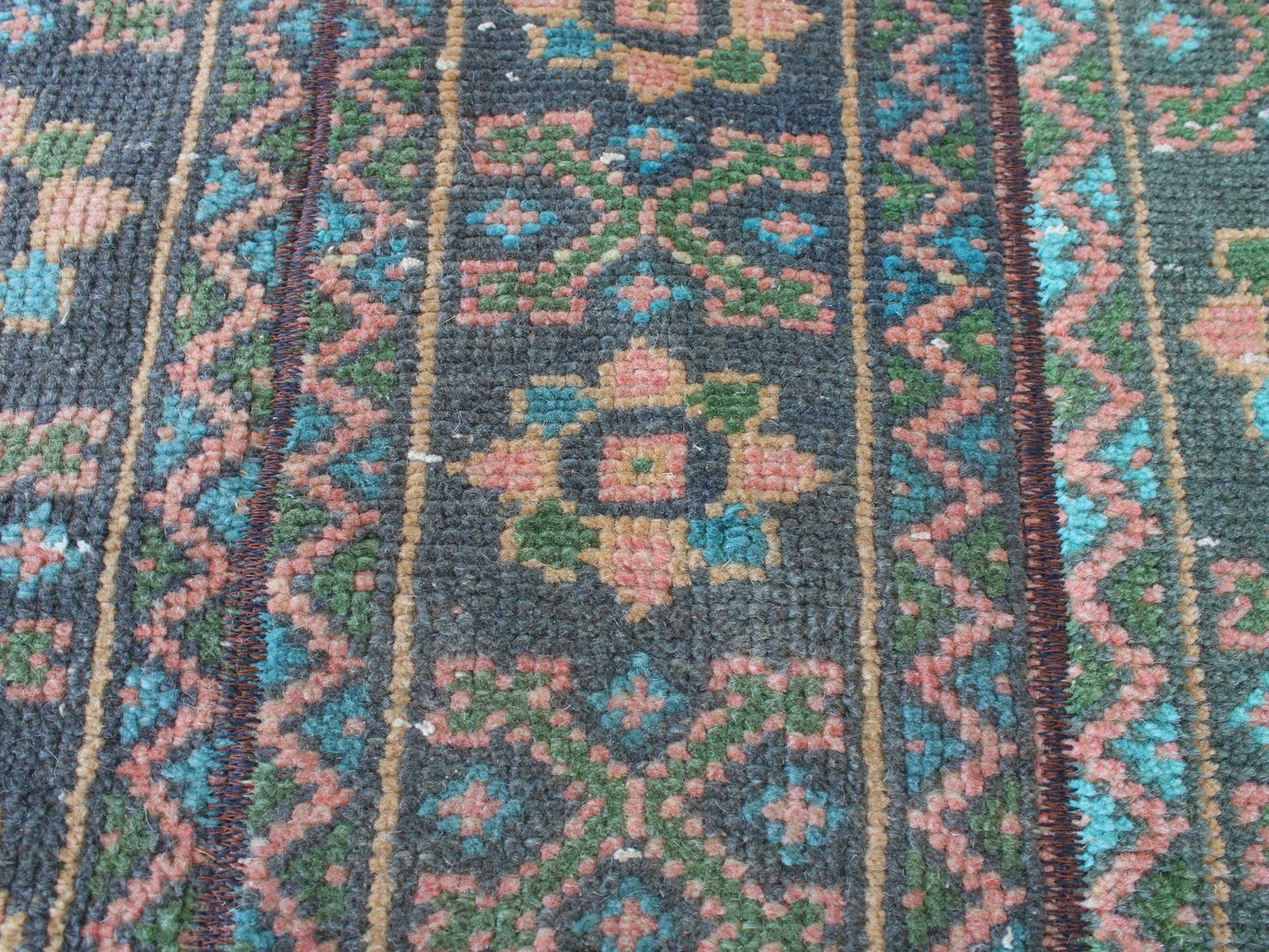 Affordable Oushak Traditional Patchwork Runner Rug, 2x10 Ft, Blue Green Patchwork Rug, Hallway Runner, Farmhause Rug, Kitchen Rug