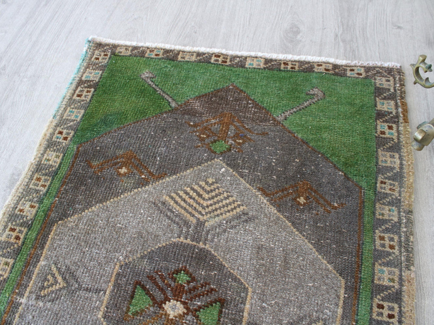 Oushak Doormat Rug, Handmade Wool Rug, Small Turkish Rug, 2x3 Ft, Entry Mat, Vintage Kitchen Rug, Welcome Rug