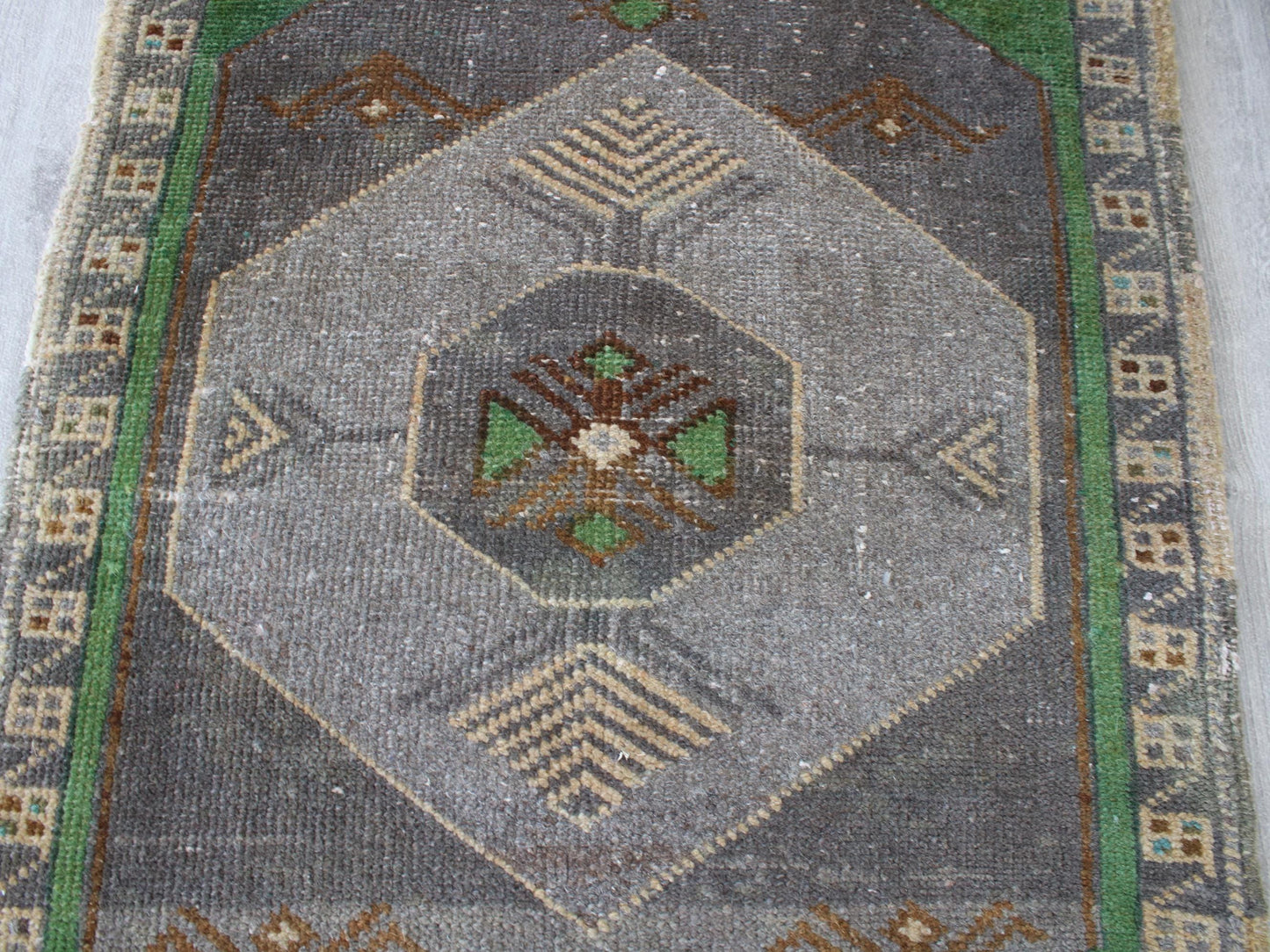 Oushak Doormat Rug, Handmade Wool Rug, Small Turkish Rug, 2x3 Ft, Entry Mat, Vintage Kitchen Rug, Welcome Rug