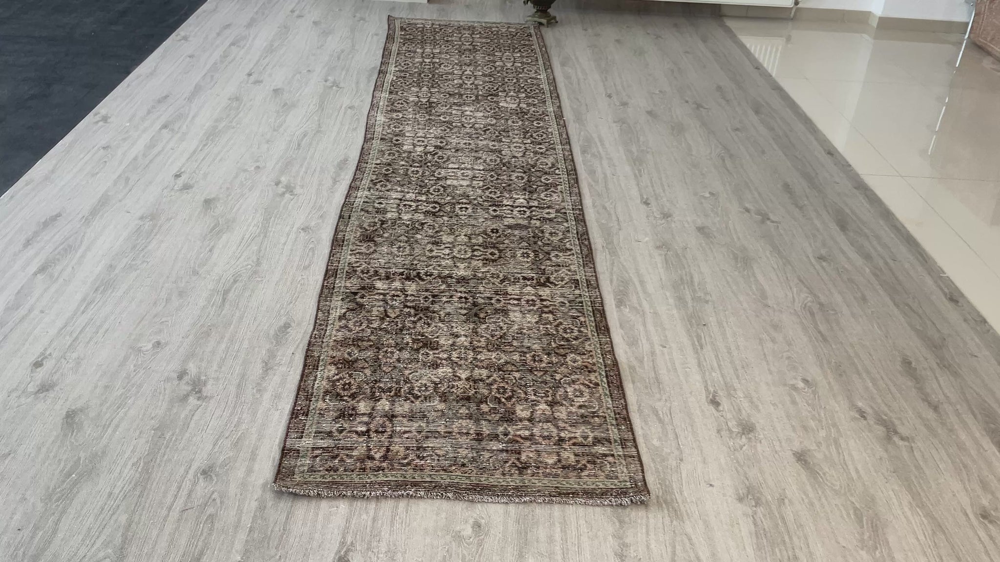 Brown Gray Vintage Area Runner Rug
