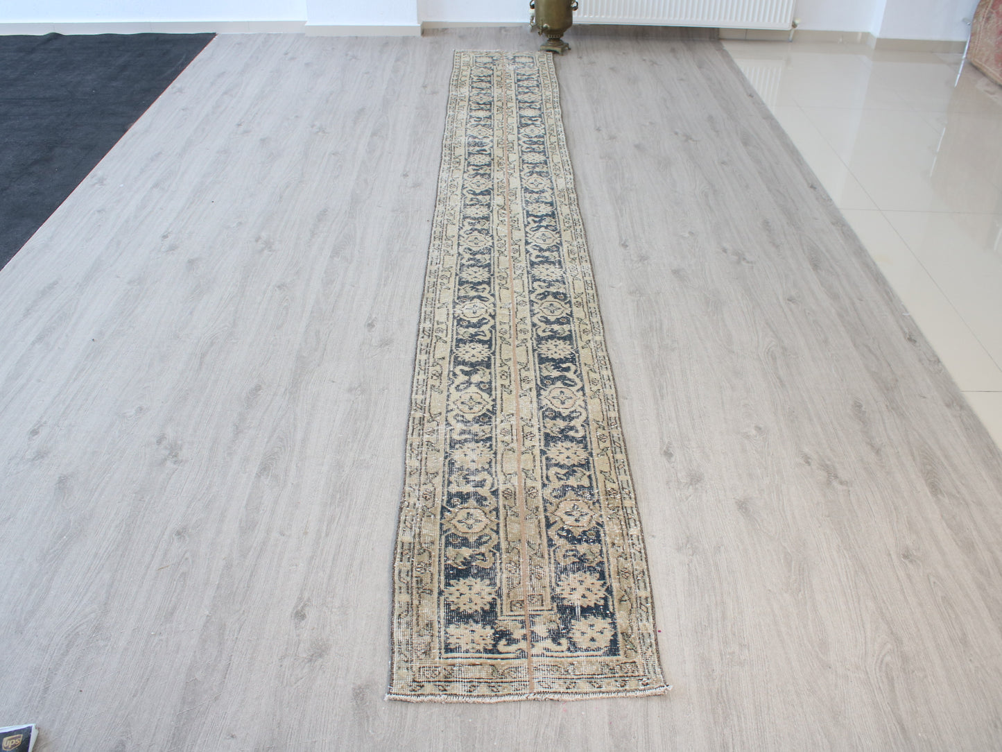 Blue Beige Handmade Patchwork Runner Rug